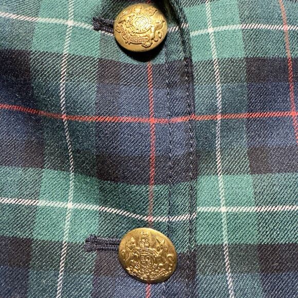 J CREW Tartan Plaid Wool School Boy Blazer Jacket Top Women Size 4 Gold Buttons - Picture 5 of 10